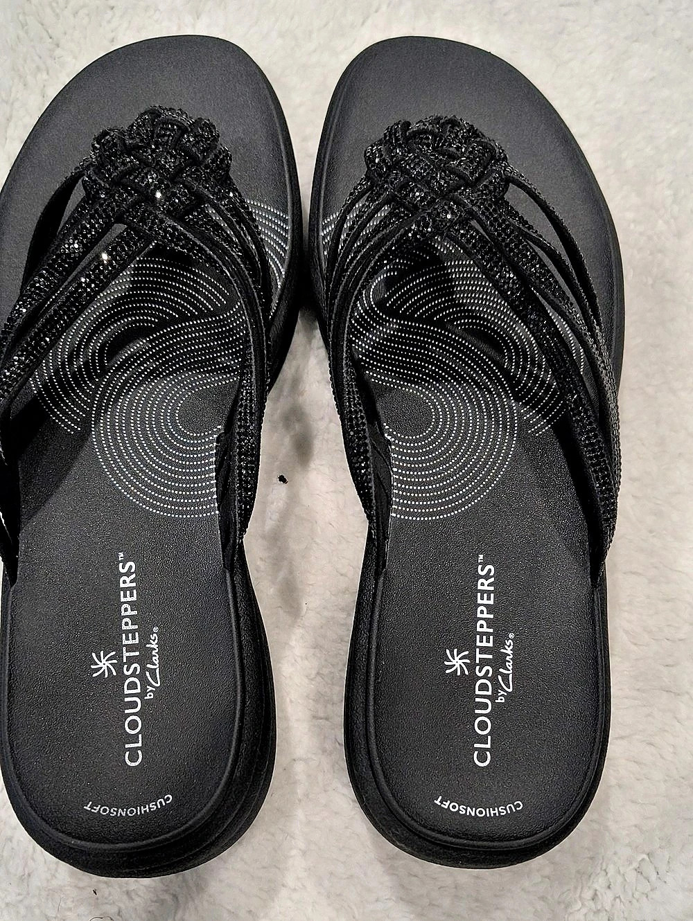 Clarks Cloudsteppers Drift Gem Black Sandals US 6.5 M